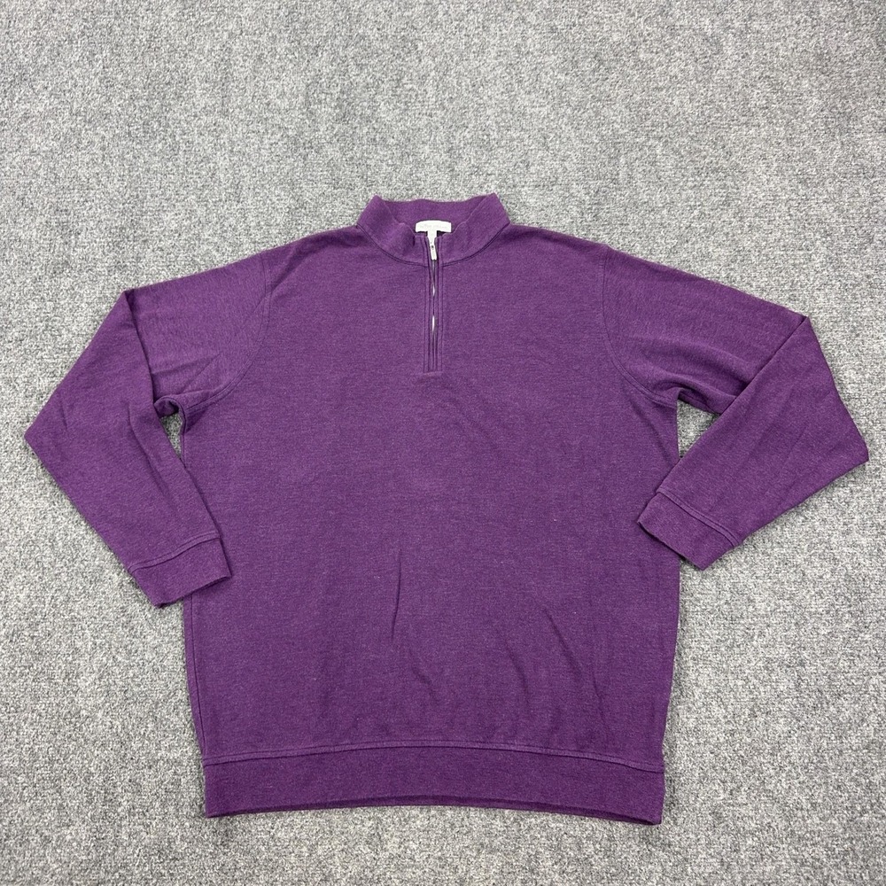 Peter Millar Sweater Mens XL Purple 1/4 Zip Mock Neck Knit Pullover Solid Casual